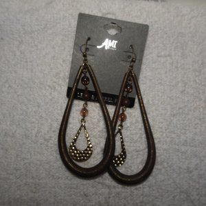 Ami Bijoux Antique Gold Tone Dangle Earrings